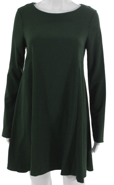 Nasty Gal Womens Shift Dress Green Long Sleeve Round Neck Button Size M