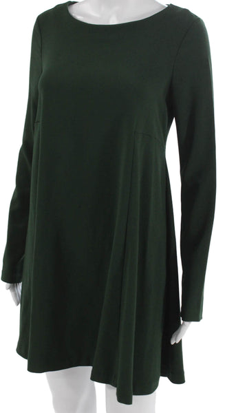 Nasty Gal Womens Shift Dress Green Long Sleeve Round Neck Button Size M