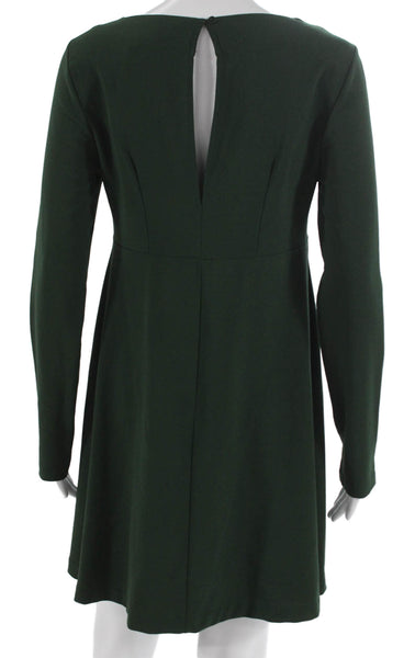 Nasty Gal Womens Shift Dress Green Long Sleeve Round Neck Button Size M