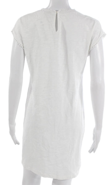 Boden Women White Cotton T-Shirt Dress Short Sleeve Round Neck Size 4