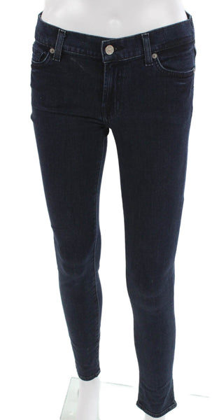 7 For All Mankind Women Skinny Jeans Blue High Rise Cotton Blend Size 26