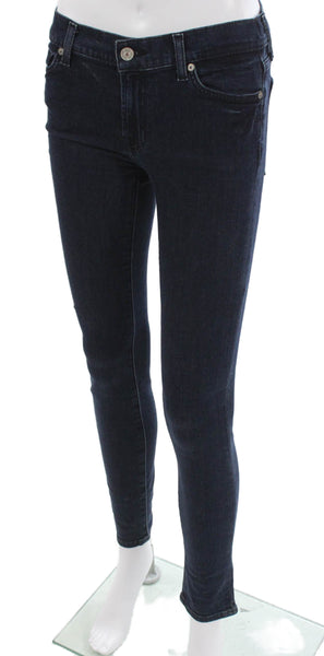 7 For All Mankind Women Skinny Jeans Blue High Rise Cotton Blend Size 26
