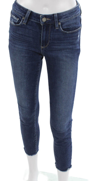 Paige Womens Skinny Jeans Blue High Rise Button Cotton Blend Size 25