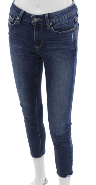 Paige Womens Skinny Jeans Blue High Rise Button Cotton Blend Size 25