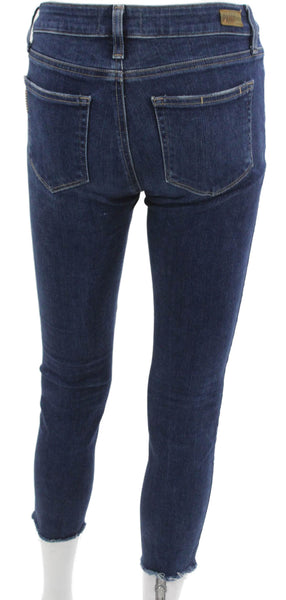 Paige Womens Skinny Jeans Blue High Rise Button Cotton Blend Size 25