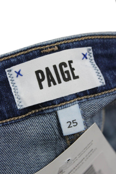 Paige Womens Skinny Jeans Blue High Rise Button Cotton Blend Size 25