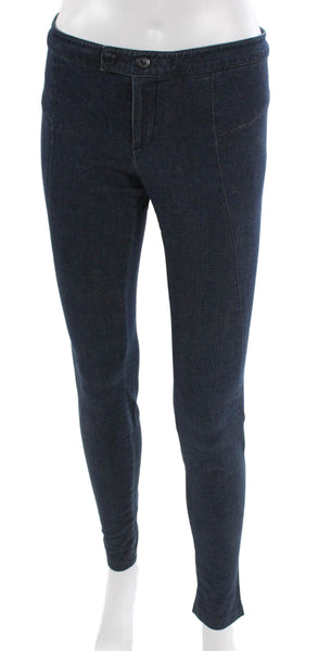 Vince Women Jeggings Blue High Rise Button Cotton Blend Inseam 30 Size 2