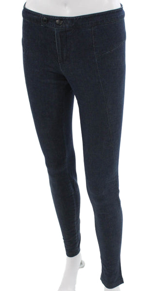 Vince Women Jeggings Blue High Rise Button Cotton Blend Inseam 30 Size 2