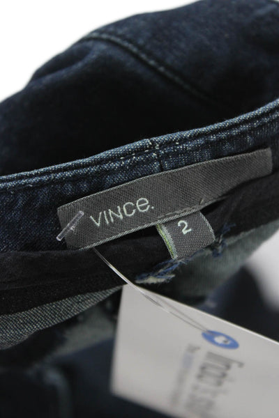Vince Women Jeggings Blue High Rise Button Cotton Blend Inseam 30 Size 2