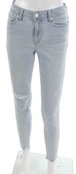 Paige Women Ankle Jeans Blue Cotton Blend High Rise Inseam 28 Size 26
