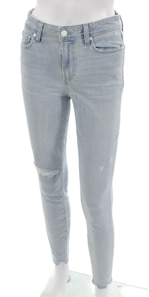 Paige Women Ankle Jeans Blue Cotton Blend High Rise Inseam 28 Size 26