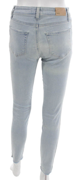 Paige Women Ankle Jeans Blue Cotton Blend High Rise Inseam 28 Size 26