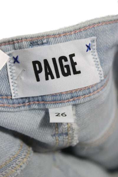Paige Women Ankle Jeans Blue Cotton Blend High Rise Inseam 28 Size 26