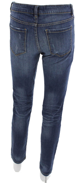 Joe Fresh Women Skinny Jeans Blue High Rise Cotton Blend Button Size 26