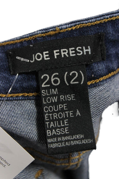 Joe Fresh Women Skinny Jeans Blue High Rise Cotton Blend Button Size 26