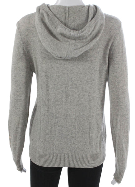 The Cashmere Project Womens Cashmere Full Zip Star Hoodie Gray Size S