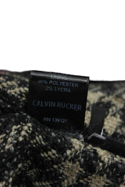 Calvin Rucker Womens Gray Plaid Wool Blend Overcoat Button Closure Size XS