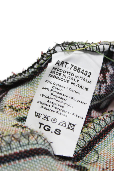 Johanna Paris Womens Overcoat Multicolor Geometric Button Longsleeve Size S
