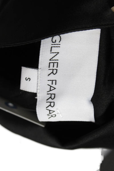 Gilner Farrar Women Black Collared Long Sleeve Button-Up Polyester Top Size S