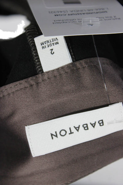 Babaton Women Straight Pencil Skirt Brown Polyurethane Zip Knee Length Size 2