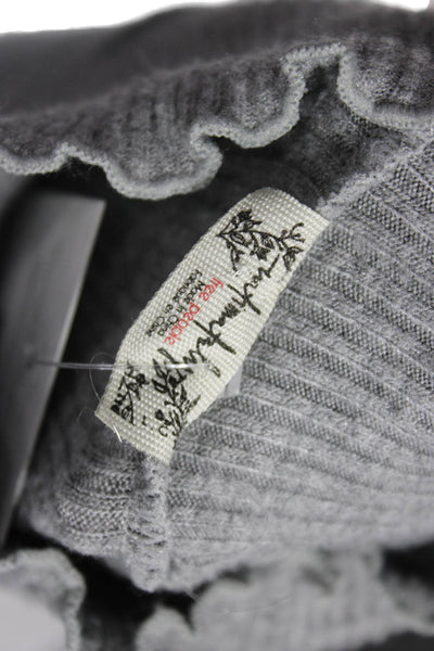 Intimately Free People Womens Gray Mock Neck Long Sleeve Rayon Tee Size L