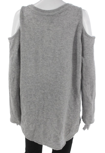 Aqua Cashmere Women Tunic Sweater Gray Cashmere Crew Neck Long Sleeve Size L