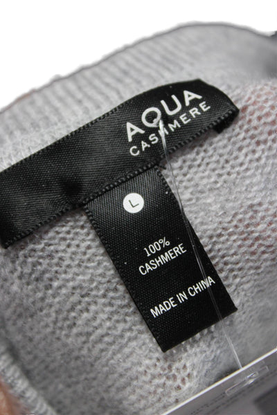 Aqua Cashmere Women Tunic Sweater Gray Cashmere Crew Neck Long Sleeve Size L