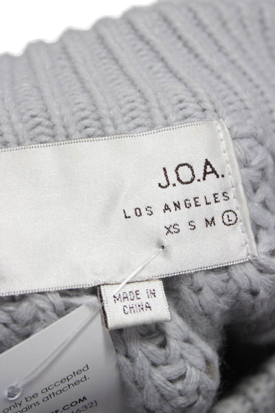 JOA Los Angeles Women Pullover Sweater Gray Mock Neck 3/4 Sleeve Acrylic Size L