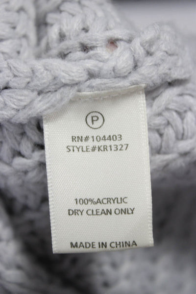 JOA Los Angeles Women Pullover Sweater Gray Mock Neck 3/4 Sleeve Acrylic Size L