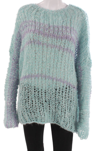 Free People Womens Pullover Multicolor Striped Nylon Long Sleeve Fall Size M