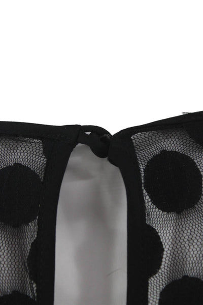 Milly Womens Basic Polka Dot Boat Neck Long Sleeve Nylon Blouse Size 8