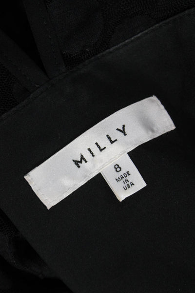 Milly Womens Basic Polka Dot Boat Neck Long Sleeve Nylon Blouse Size 8
