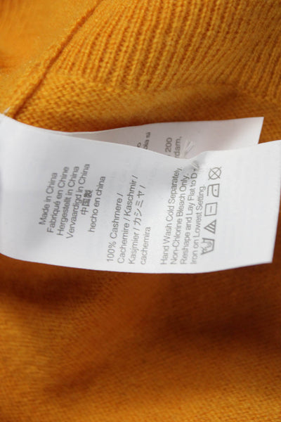J Crew Women Cashmere Pullover Sweater Yellow Crewneck Long Sleeve Size M