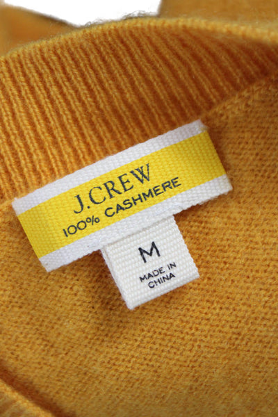 J Crew Women Cashmere Pullover Sweater Yellow Crewneck Long Sleeve Size M