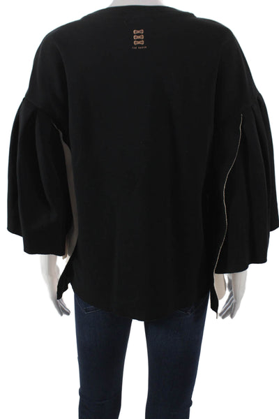 Ted Baker London Womens Pullover Black Crew Neck 3/4 Sleeve Size 2