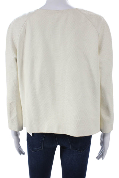 Robert Rodriguez Women Ivory Leather Animal Print Basic Jacket Size 6