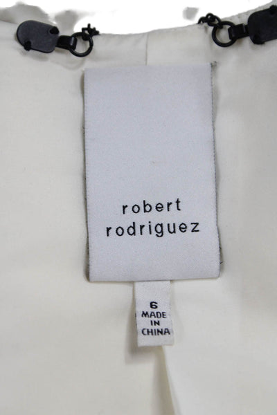 Robert Rodriguez Women Ivory Leather Animal Print Basic Jacket Size 6