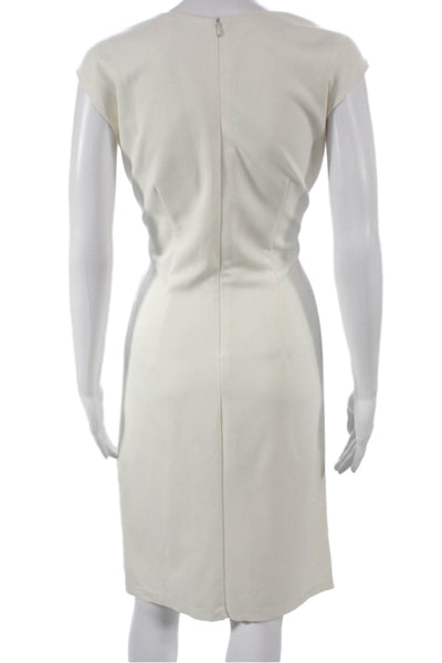 J. Mclaughlin Women Sheath Dress Ivory Rayon Short Sleeve Round Neck Size S
