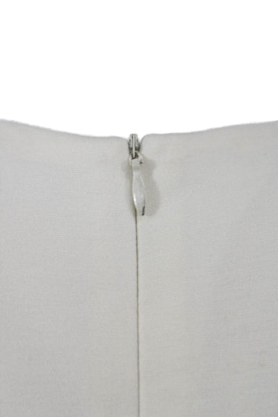 J. Mclaughlin Women Sheath Dress Ivory Rayon Short Sleeve Round Neck Size S