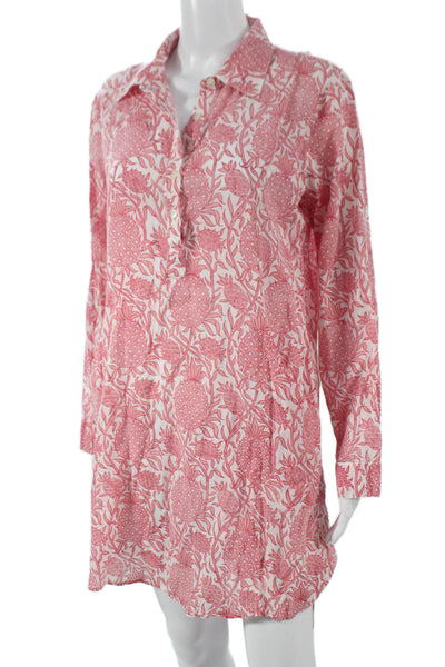 Roberta Roller Rabbit Women Tunic Floral Pink Collared Cotton Size M