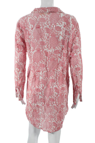 Roberta Roller Rabbit Women Tunic Floral Pink Collared Cotton Size M