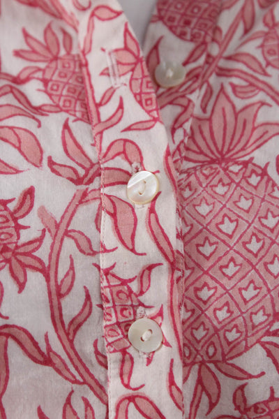 Roberta Roller Rabbit Women Tunic Floral Pink Collared Cotton Size M