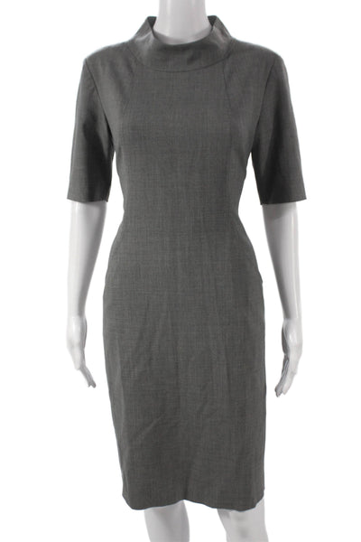 Lafayette 148 NY Womens Sheath Dress Gray Wool Mock Neck Size 4