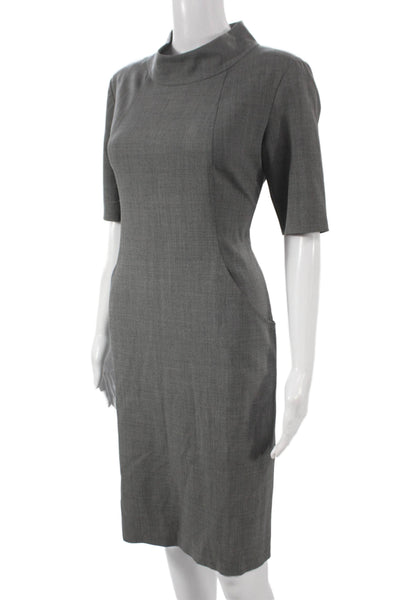 Lafayette 148 NY Womens Sheath Dress Gray Wool Mock Neck Size 4