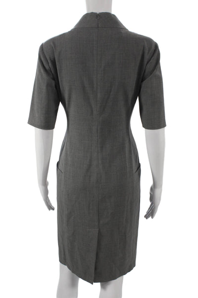 Lafayette 148 NY Womens Sheath Dress Gray Wool Mock Neck Size 4