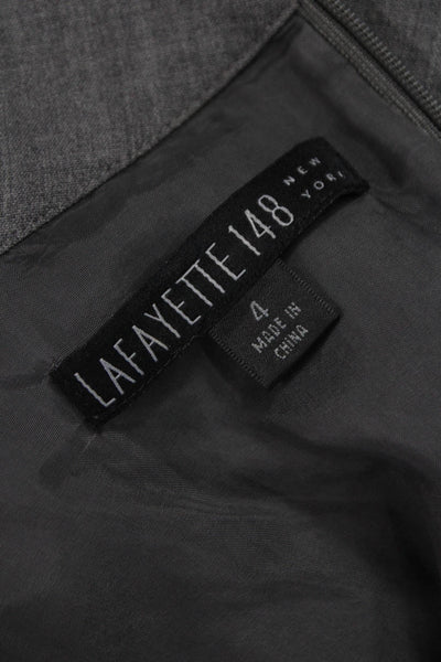 Lafayette 148 NY Womens Sheath Dress Gray Wool Mock Neck Size 4