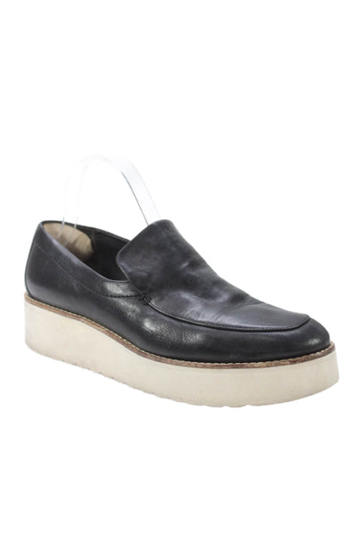 Vince Womens Leather Slide On Loafer Wedge Heel Pumps Black Size 9 Medium