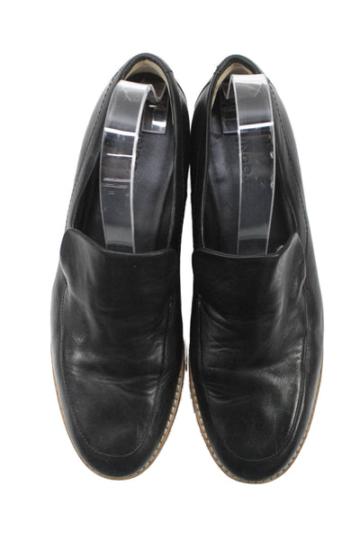 Vince Womens Leather Slide On Loafer Wedge Heel Pumps Black Size 9 Medium