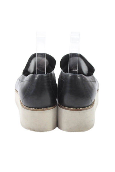 Vince Womens Leather Slide On Loafer Wedge Heel Pumps Black Size 9 Medium