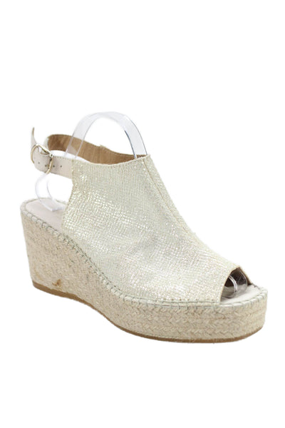 Andre Assous Womens Slingbacks Espadrille Wedge Sandals White Size 41 11